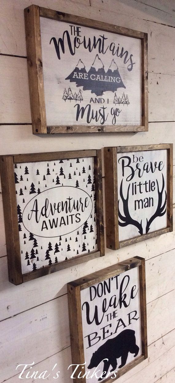 Set of 4 woodland nursery signs. The mountains are by TinasTinkers