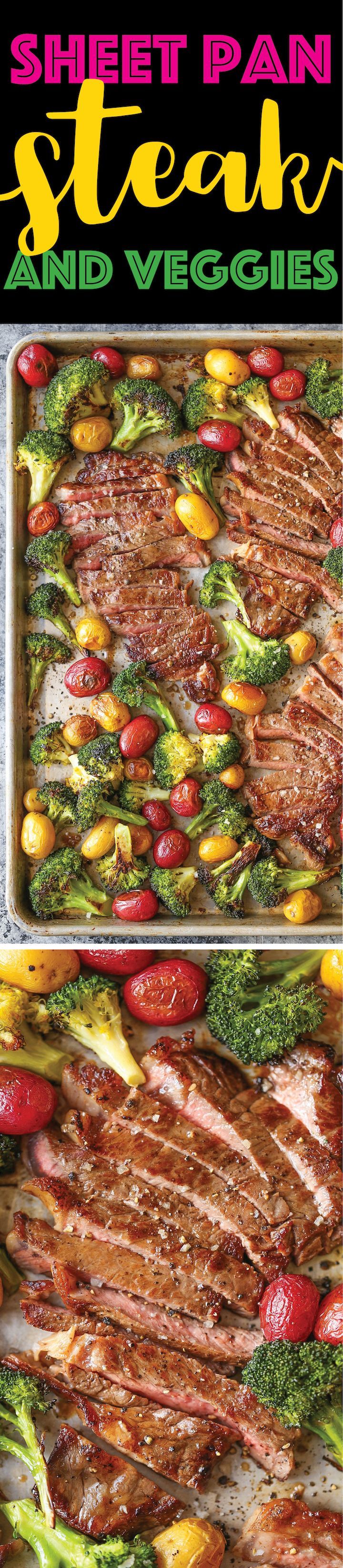 Sheet Pan Steak and Veggies – Perfectly seasoned, melt-in-your-mouth tender steak with potatoes and broccoli. All made on 1 single