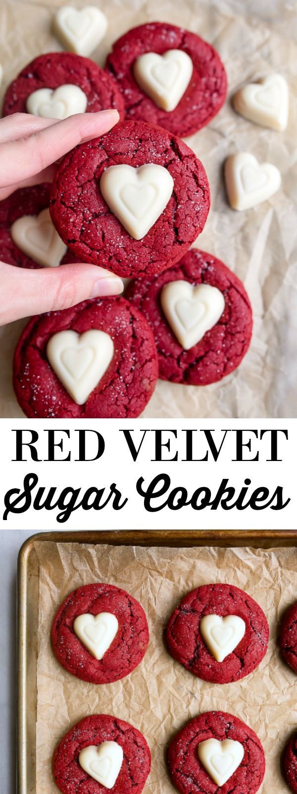 Small batch cookies: red velvet sugar cookies for Valentines Day dessert for two.