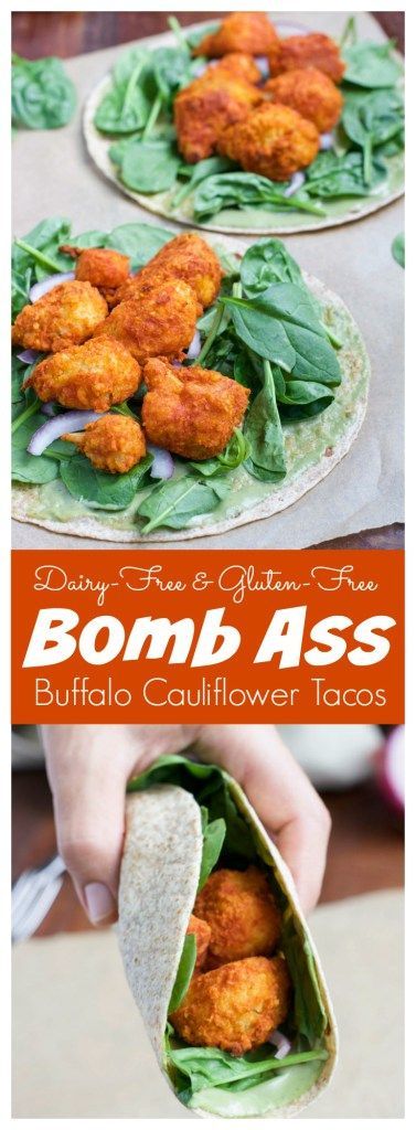 Spicy buffalo cauliflower tacos are one of our favorite easy healthy dinners, my hubby-to-be likes to describe them as