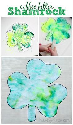 St Patricks Day Craft ~ Easy Preschool Coffee Filter Shamrock We love creating simple holiday crafts.  These adorable little