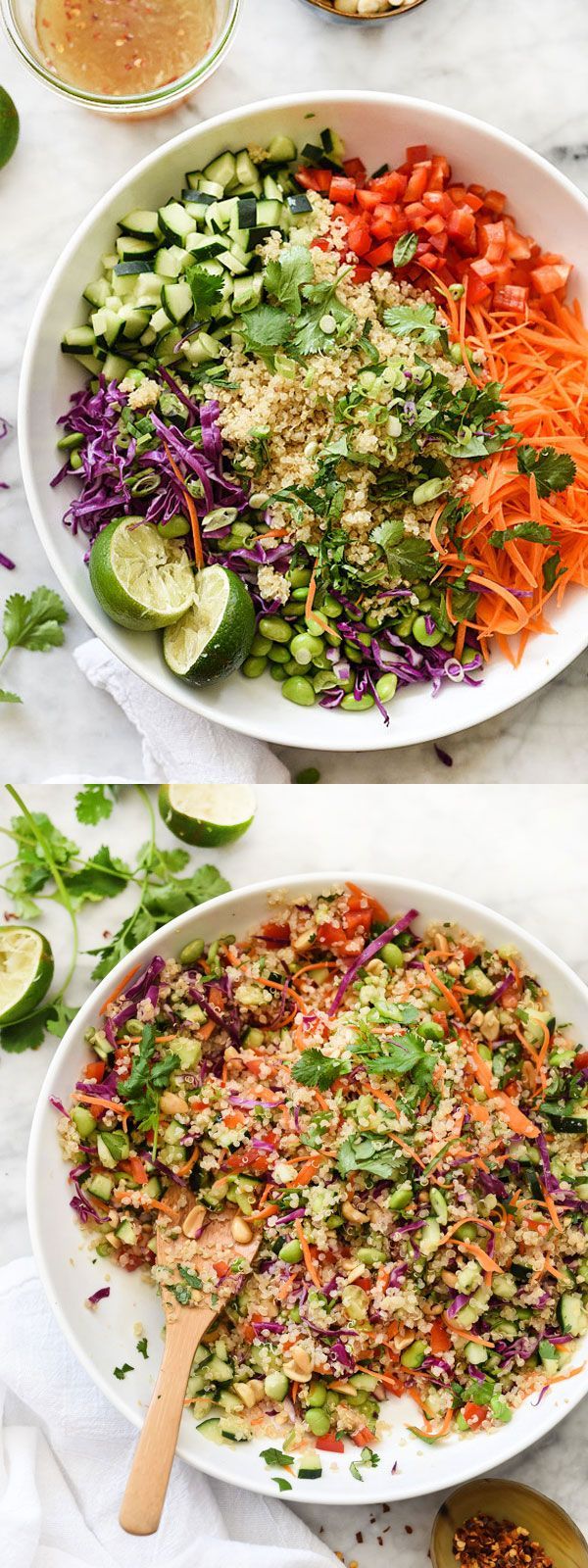 Thai Quinoa Salad – This gluten-free, veg heavy, protein packed salad is one of my new favorite sides and easy to make as a main
