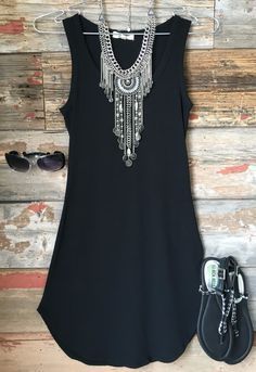 The Fun in the Sun Tank Dress in Black is comfy, fitted, and oh so fabulous! A great basic that can be dressed up or down! Sizing: