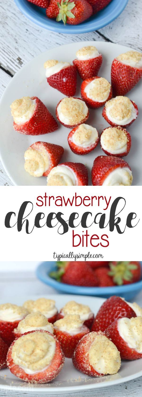 These no bake strawberry cheesecake bites are so simple to make! A great finger food dessert for parties that has the perfect