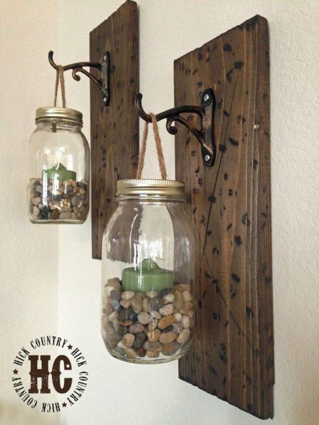 Mason Jar Lights - Rustic DIY Mason Jar Wall Lanterns - DIY Ideas with ... -   Amazing DIY Lighting Ideas