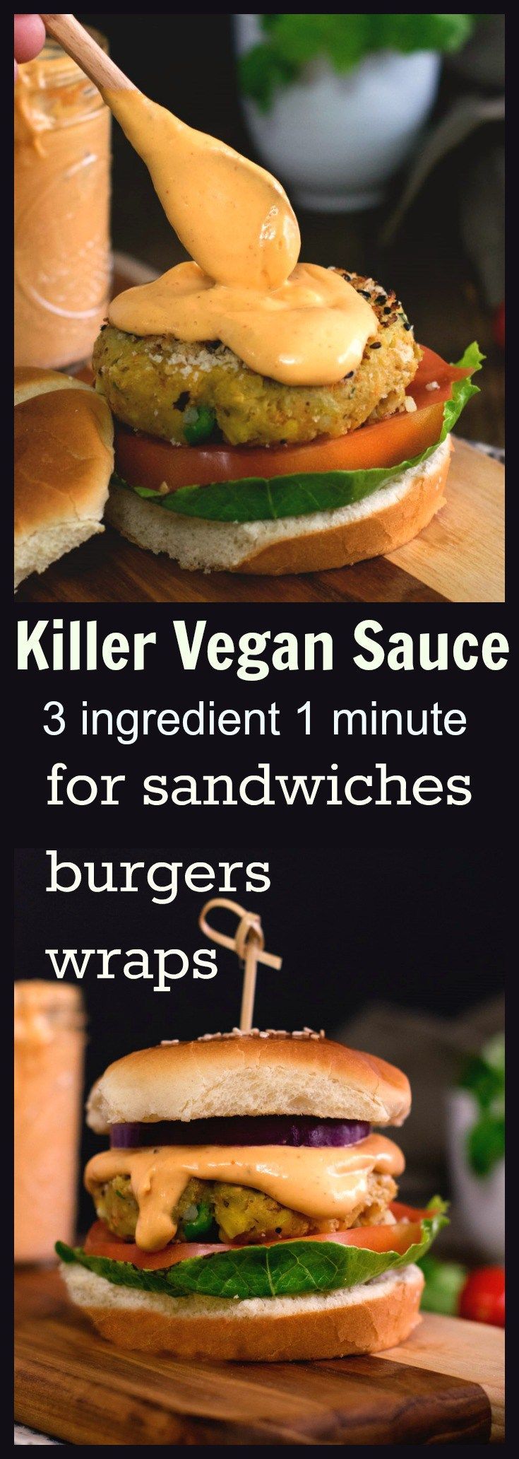 Vegan spicy sauce for burgers sandwiches. Yummy to the core #glutenfree. All you need is 1 minute and 3 ingredient.