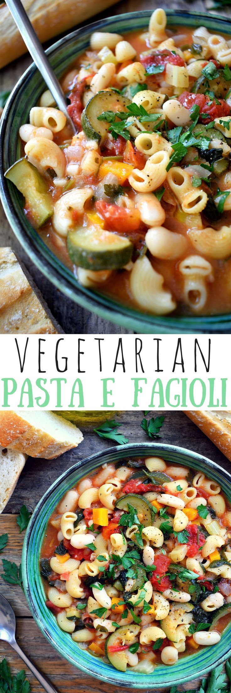 Vegetarian pasta fagioli is a simple, rustic Italian bean and pasta soup that’s extremely easy to make and can be on the table