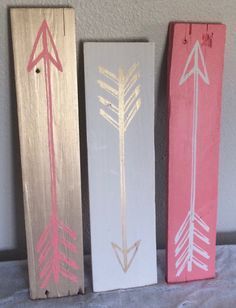Vintage Arrows Set of 3 // Wood Signs // Gold by BlueTimberSignCo