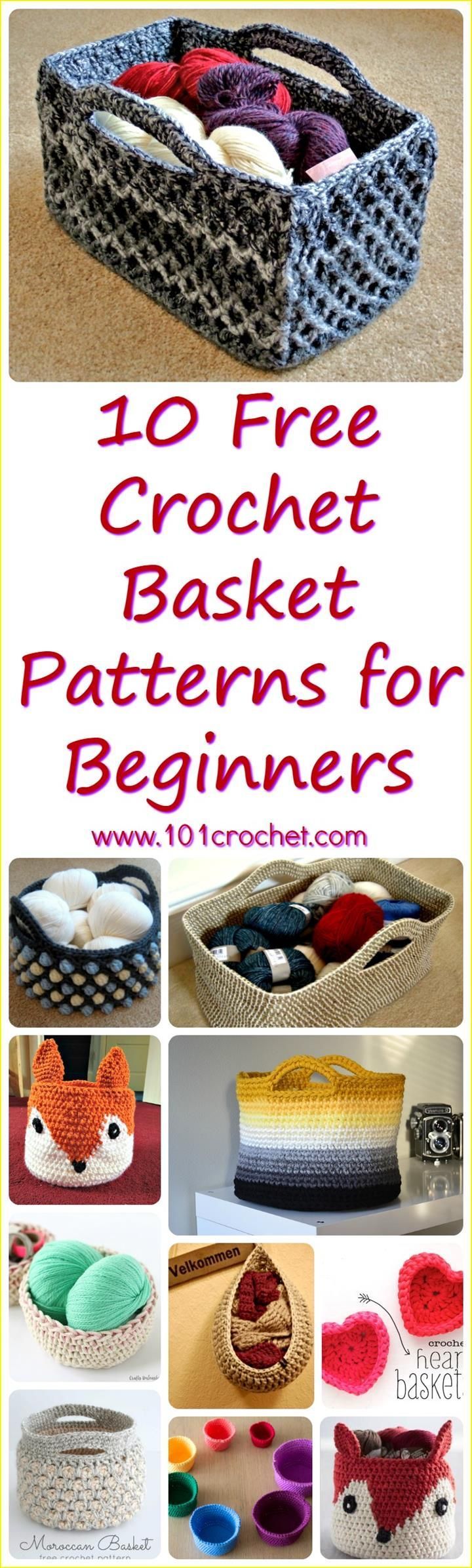 10 Free Crochet Basket Patterns for Beginners | Keep your home tidy with these great free patterns!