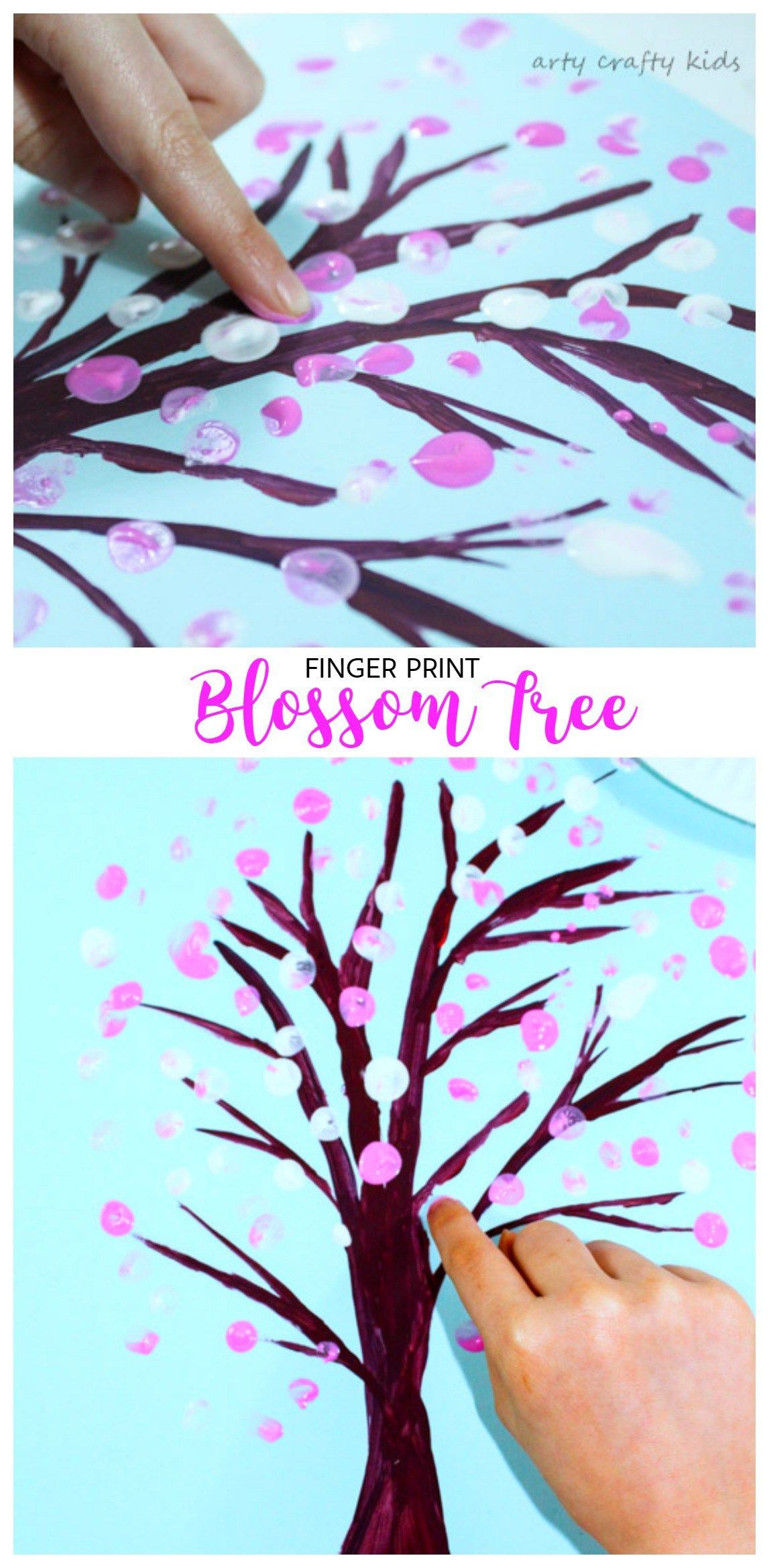 Arty Crafty Kids | Art | Spring Crafts for Kids | Finger Print Spring Blossom Tree | A fun and hands on way for toddlers and