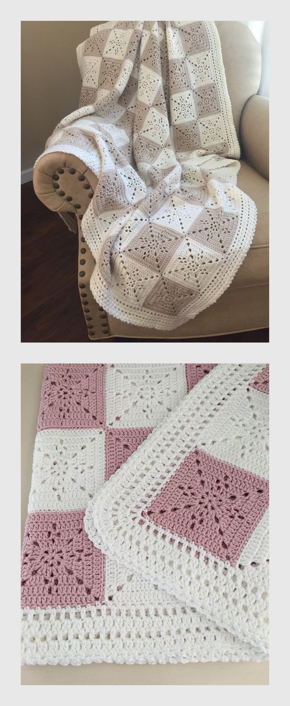 Beautiful Crochet Baby Blanket or Throw Pattern by Deborah OLeary Patterns | We love these delicate granny squares, and the eyelet