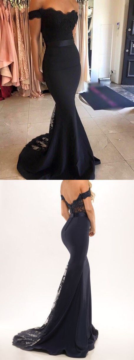 black off the shoulder mermaid long prom dress evening dress homecoming dress bridesmaid dress, long formal evening dress, party