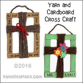 Cardboard and Yarn Cross Craft for Children’s Ministry from www.daniellesplac…