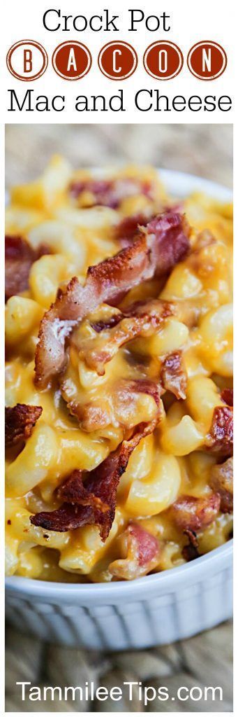 Crockpot Bacon Mac and Cheese Comfort Food Recipe your family will love! This easy crock pot slow cooker recipe is a family