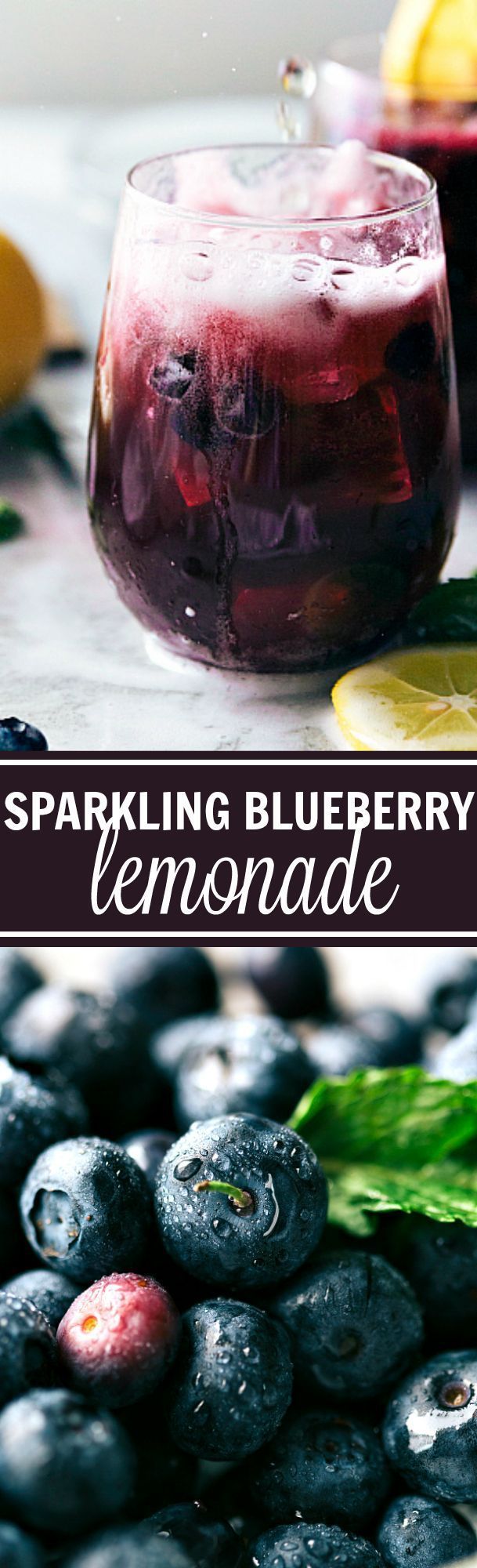 Easy and delicious sparkling (non alcoholic) blueberry lemonade. The perfect cool down summer drink! Recipe from: