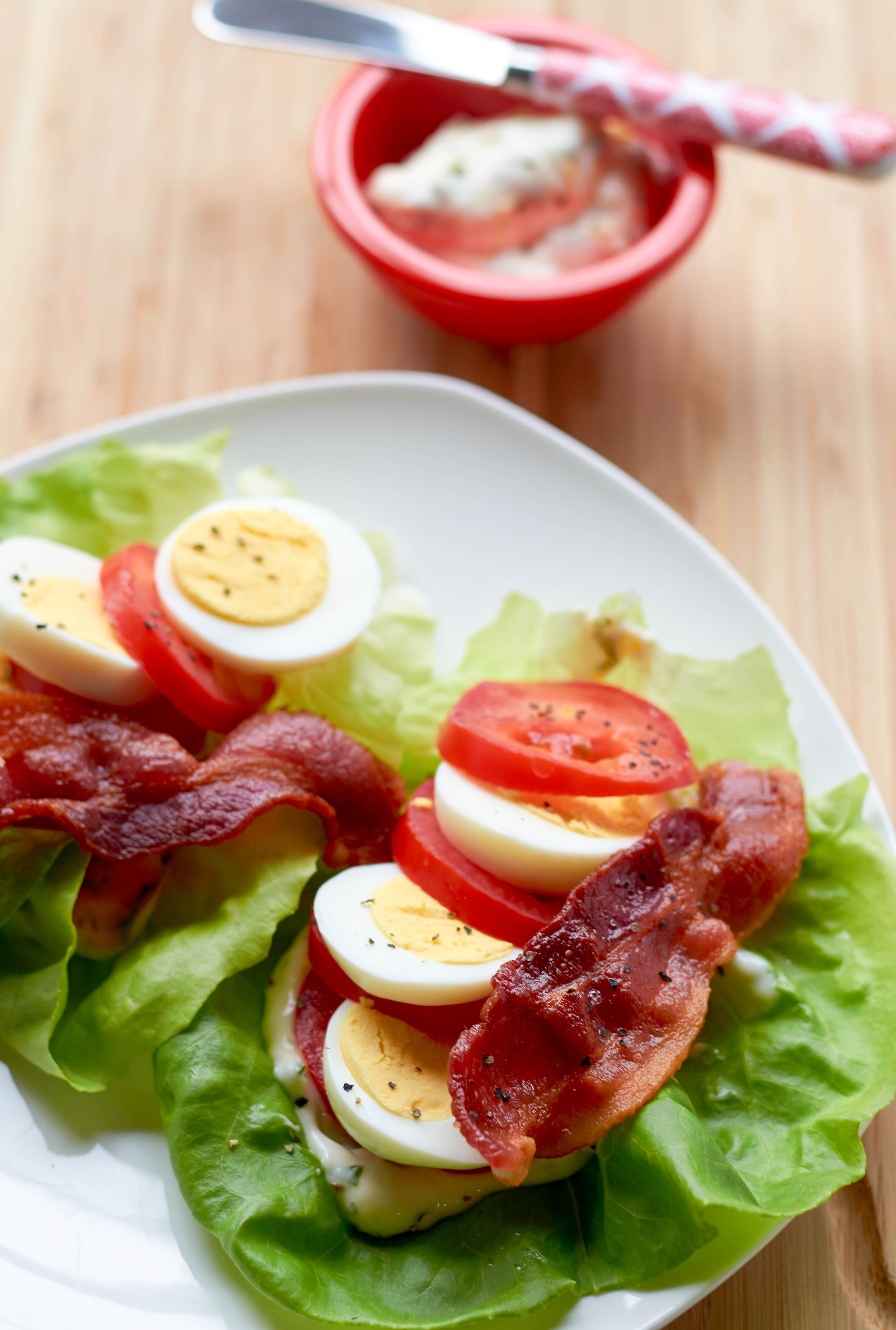 Enjoy the flavors of a BLT sans bun with our lettuce wrap version which encases savory bacon in a refreshing blanket of lettuce