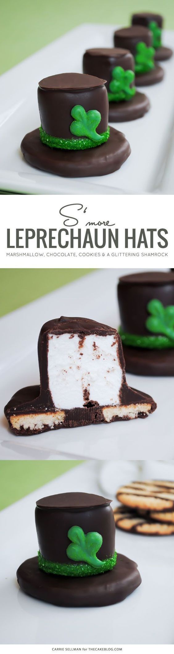 Leprechaun Hat Smores Treats Recipe and Tutorial for St. Patricks Day | by Carrie Sellman for The Cake Blog