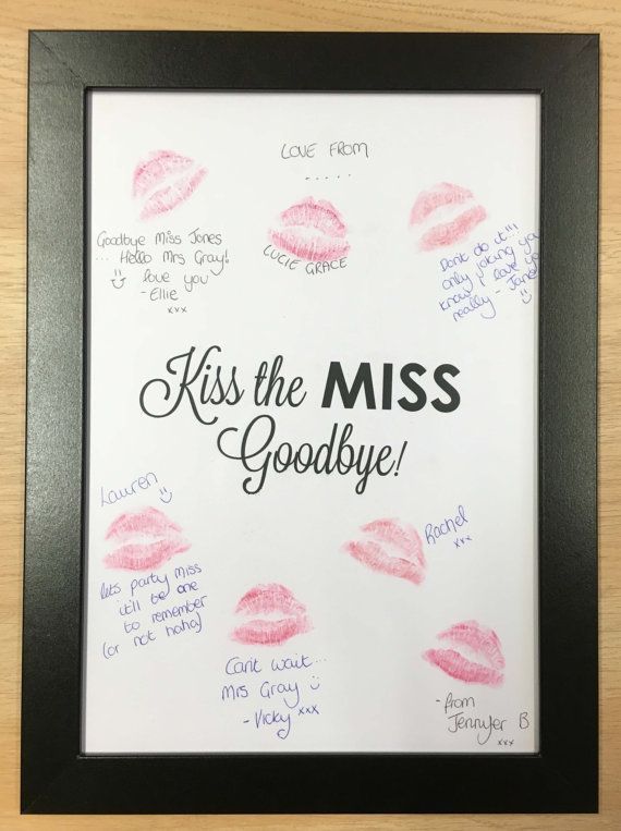 Lipstick Kiss Frame Hen Party Night Do Bachelorette keepsake gift for bride to be game guest book Kiss the Miss Goodbye HPLSF103