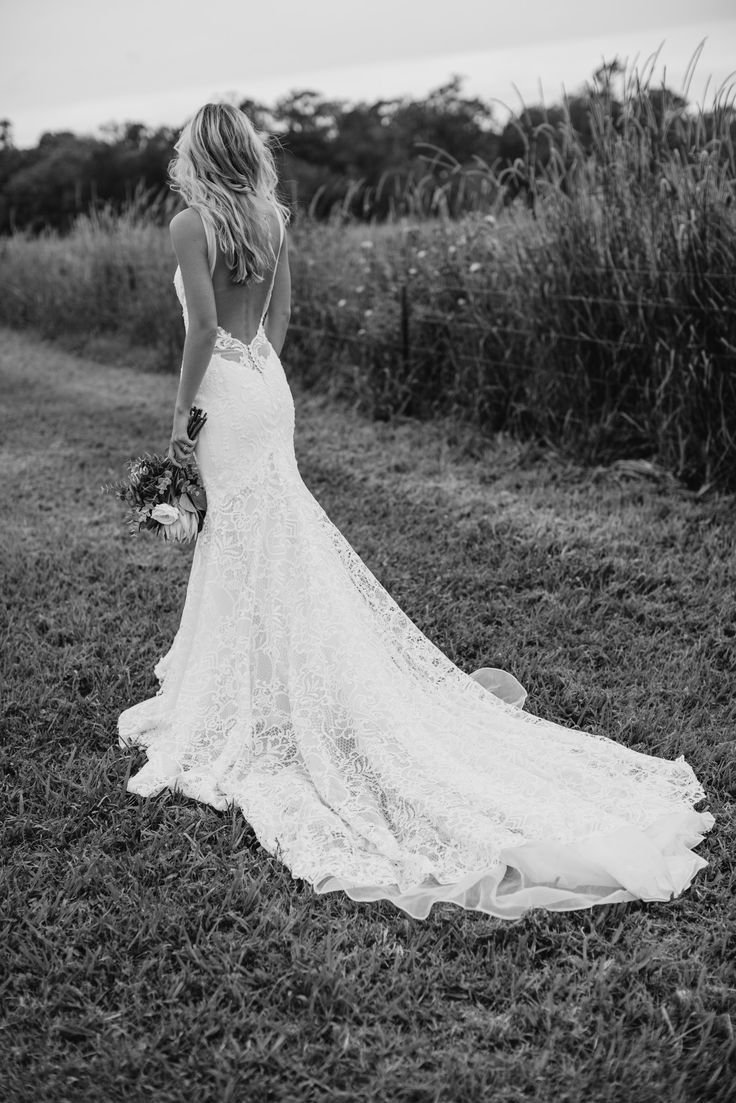 Love the lower back lace detail on this gown