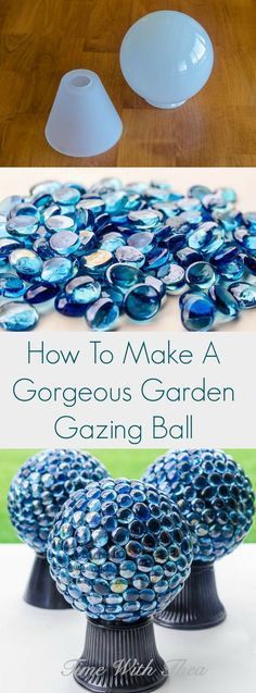 Make this gorgeous garden gazing ball to add to your garden decor using items purchased at the thrift store and dollar store! It