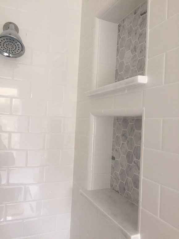 Master Bathroom Reveal: dual shower cubbies