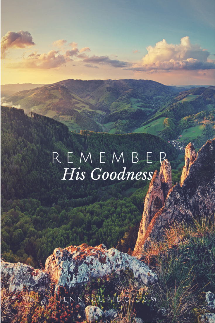 Never forget what God has done in your life. Dont lose sight of the abundant life he has for you. Remember His Goodness!