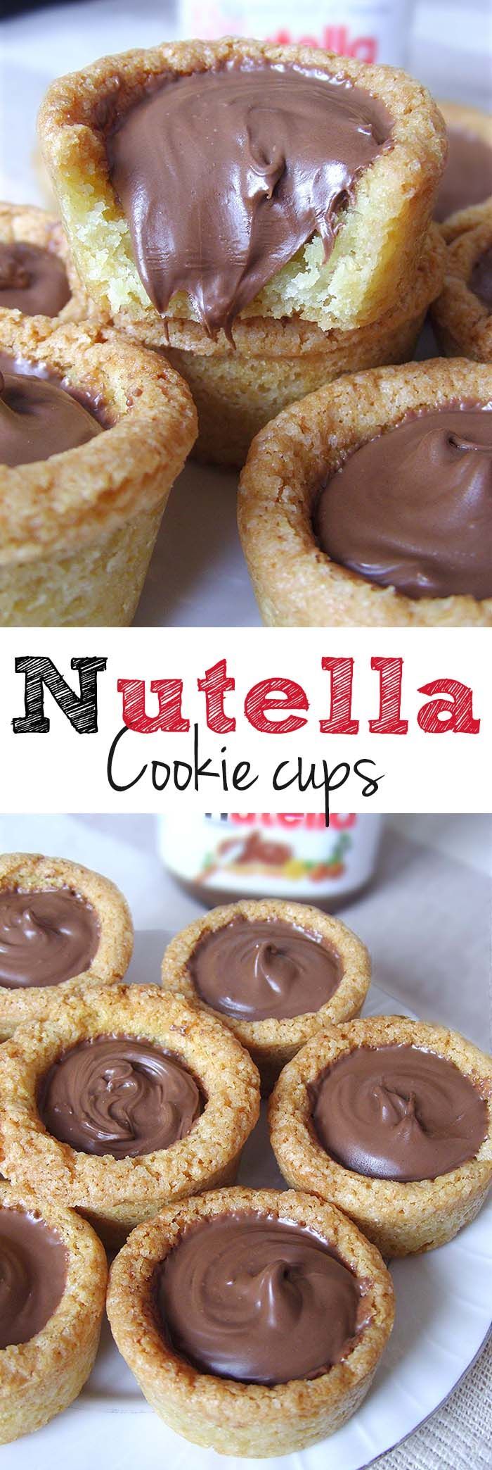 Nutella Cookie Cups – Cute, bite-sized and always fun for Holiday desserts.