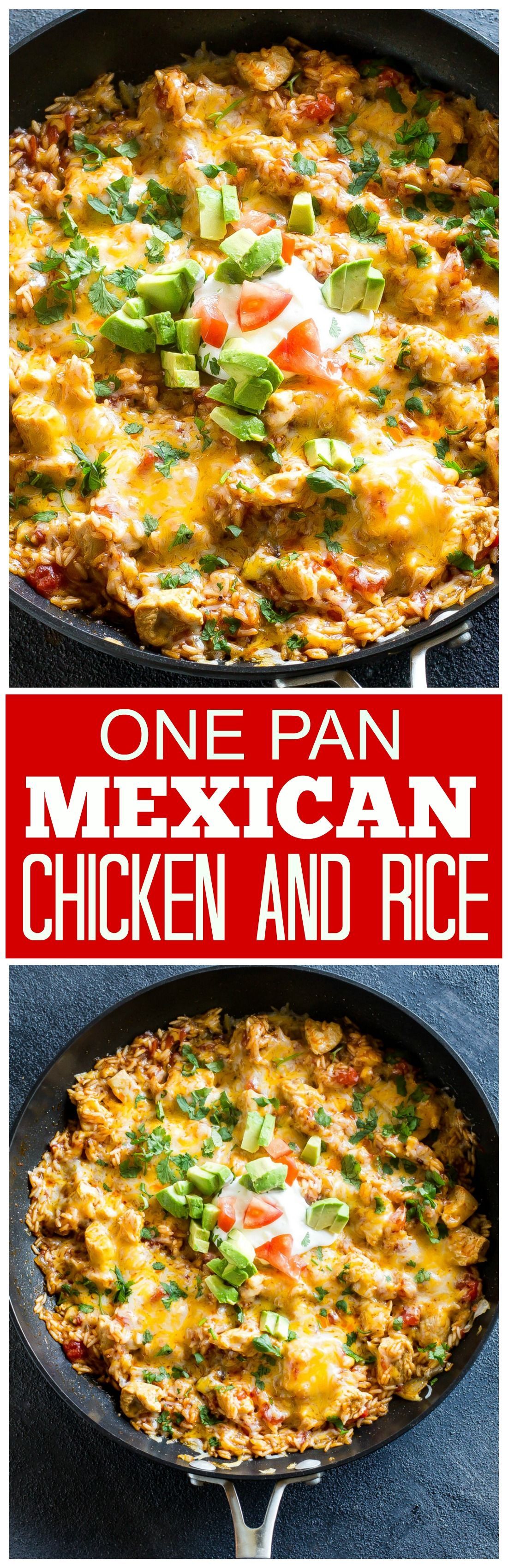 One Pan Mexican Chicken and Rice – an easy dinner ready in under 30 minutes! the-girl-who-ate-…