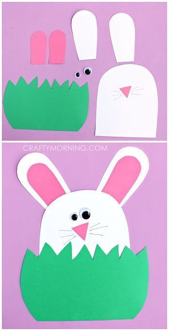 Paper Bunny Hiding in the Grass – Cute Easter craft for Kids to Make! | CraftyMorning.com