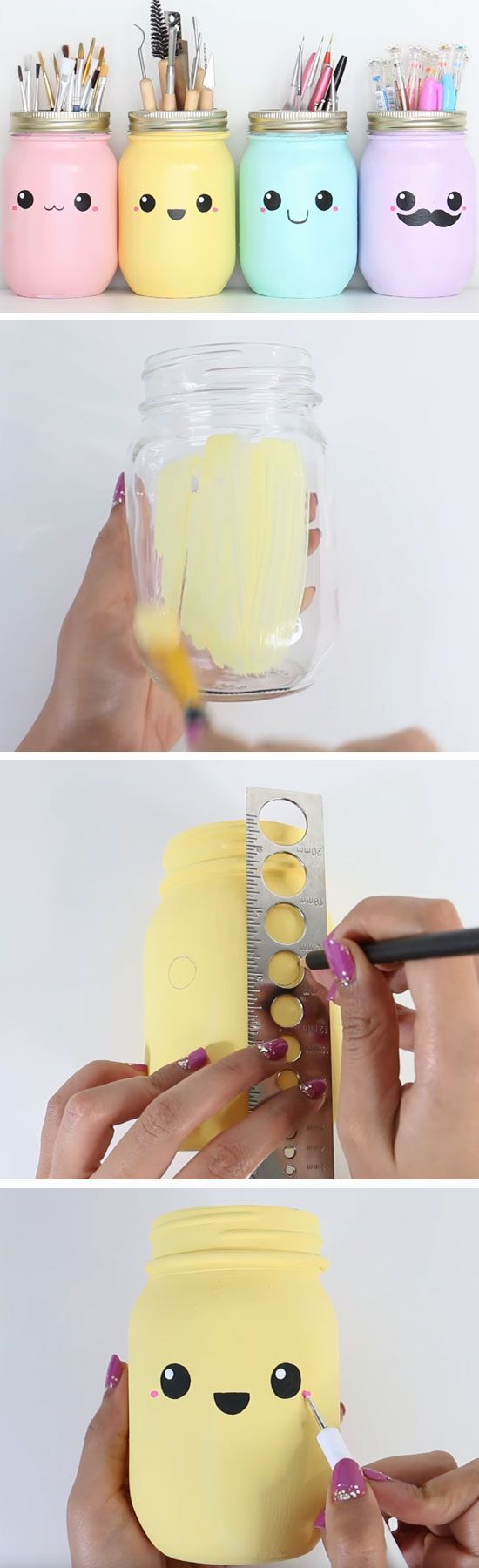 Pastel Mason Jar Storage | DIY Spring Room Decor Ideas for Teens | Awesome Decor Ideas for the Home on a Budget