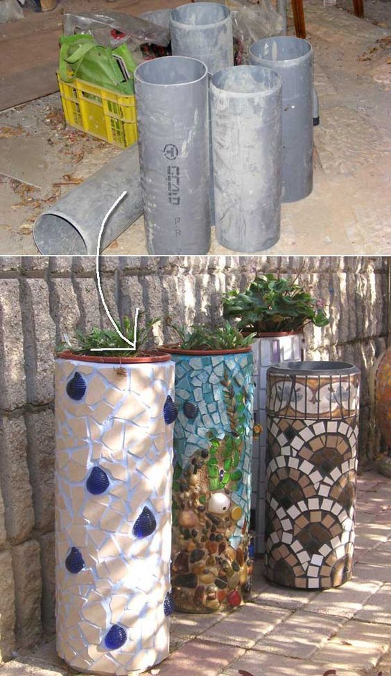 PVC pipes are sturdy and waterproof and most importantly CHEAP. There are so many functional ways to use them in the garden for