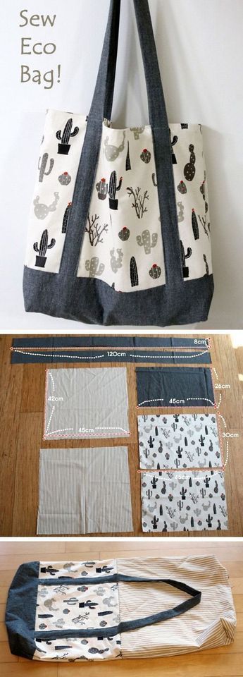 Sew your own unique and eco-friendly shopping bags! Sewing Tutorial www.handmadiya.co…