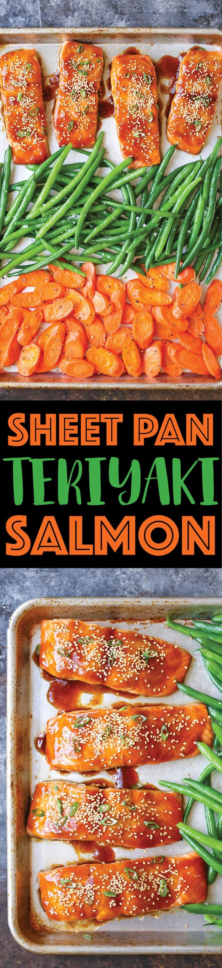 Sheet Pan Teriyaki Salmon – A one pan dinner! Quick. Fast. And so flavorful. With your veggies right alongside your main for the