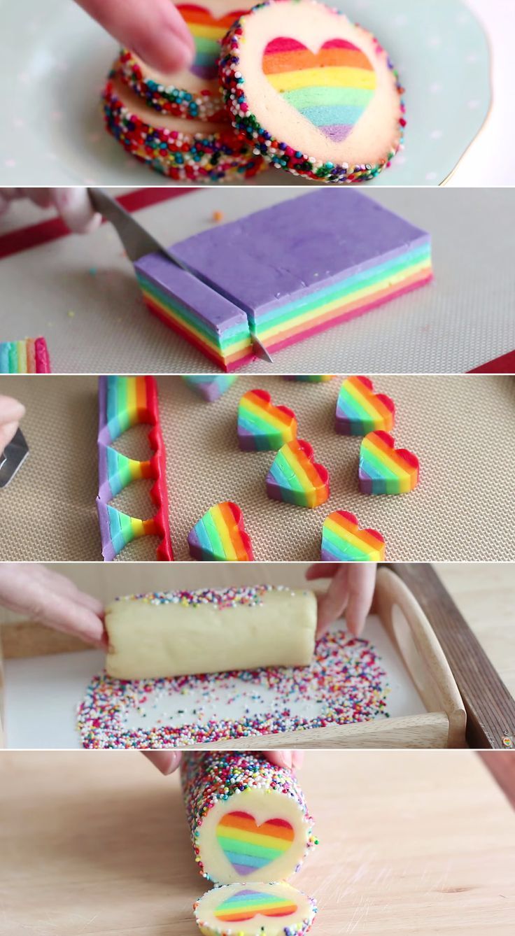 Show your love by making these gorgeous rainbow heart cookies