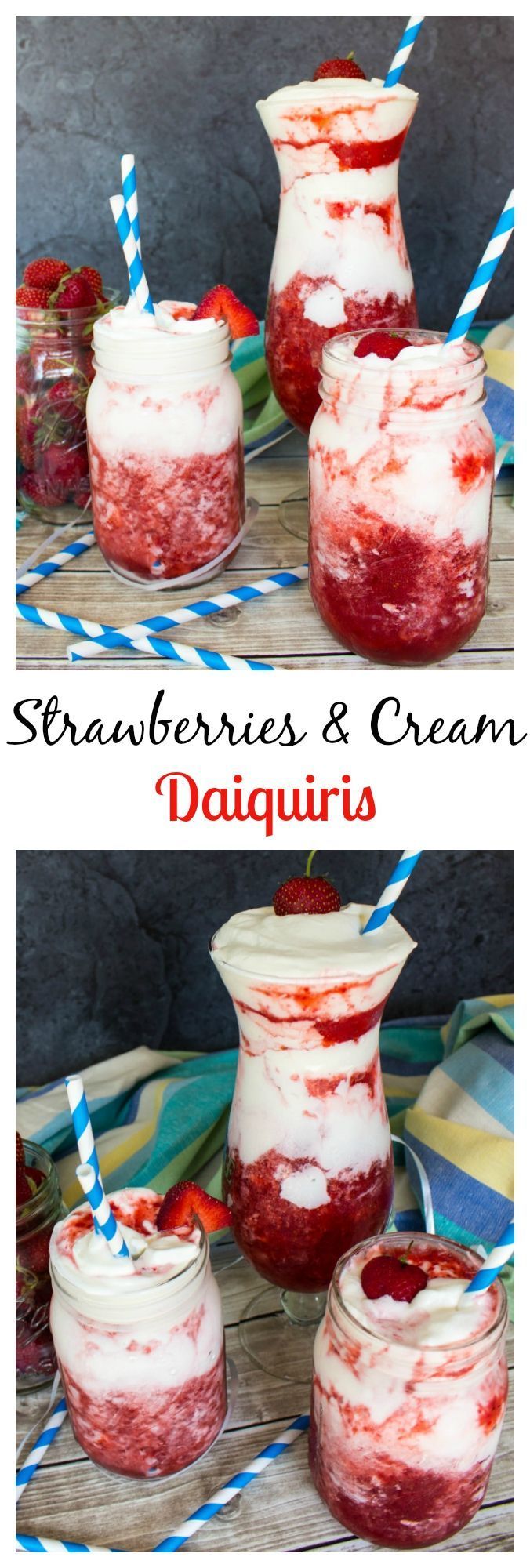 Strawberries and Cream Daiquiris–so easy!