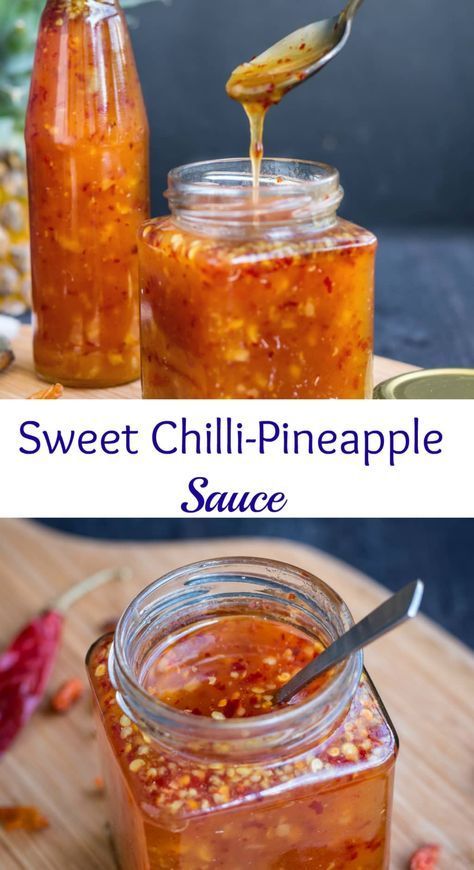 Sweet and spicy Chili Sauce with pineapple. Once you try This simple homemade Sweet chili sauce recipe, I am sure you would stop