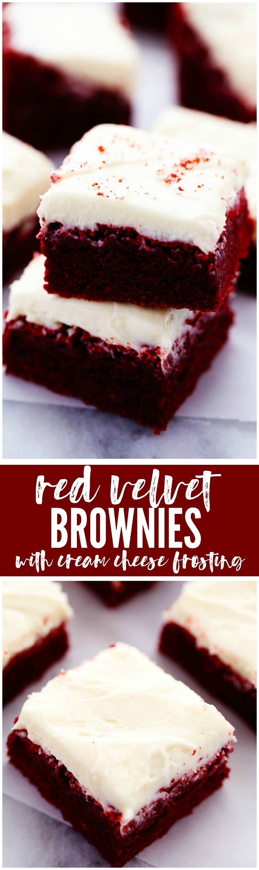 These are the BEST red velvet brownies and the cream cheese frosting on top is AMAZING! therecipecritic.com