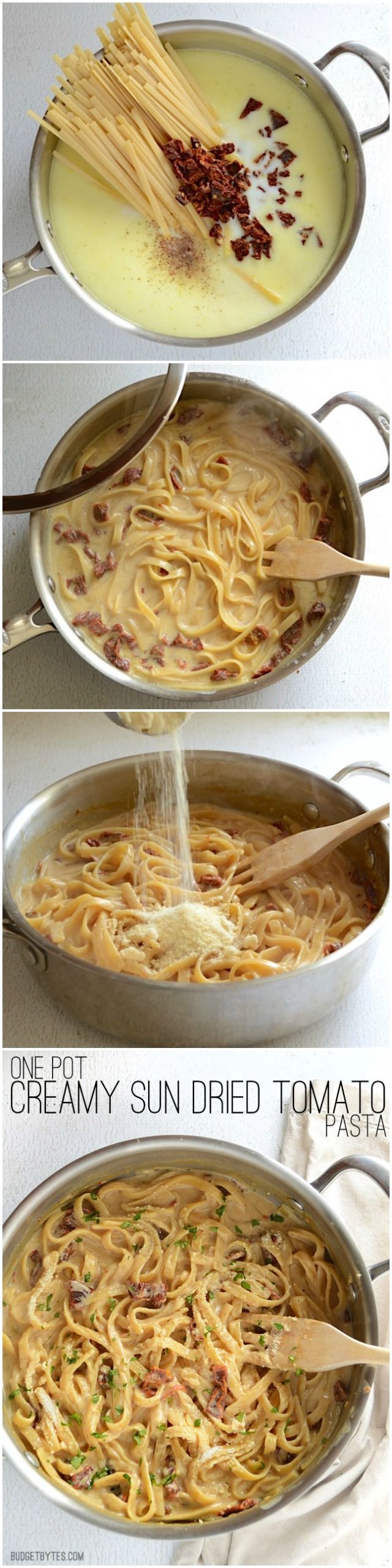 This incredibly fast and easy Creamy Sun Dried Tomato Pasta cooks in 30 minutes and uses just one pot. Make dinner delicious any