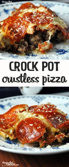 This Low Carb slow cooker Crustless Pizza is delicious and simple to make! Add this to your slowcooker recipes!