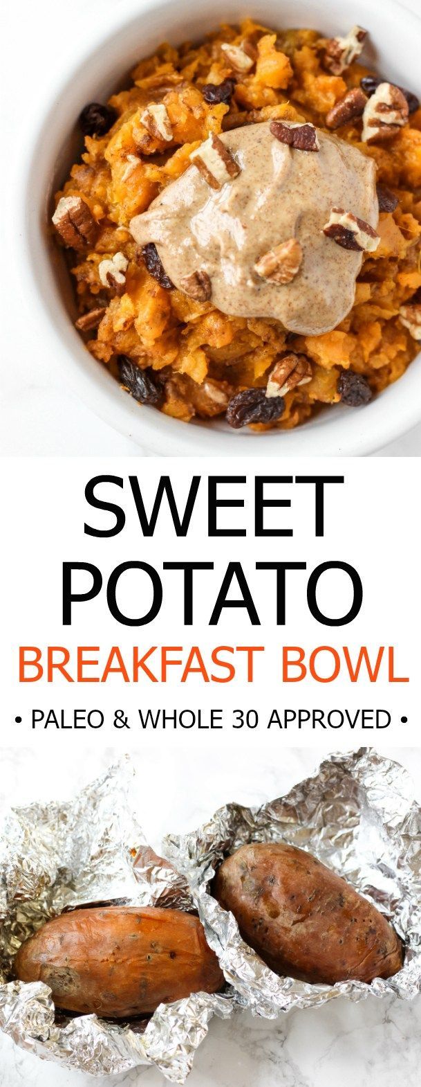 This sweet potato breakfast bowl is an easy, make-ahead healthy breakfast that reminds me of sweet potato casserole! //