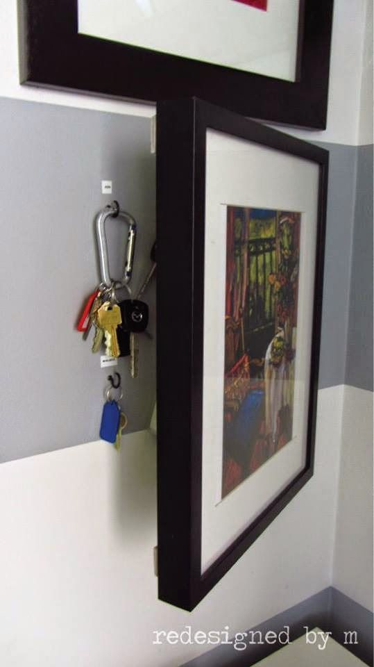 Well this is clever! Hanging keys in the entry way can sometimes look disorganized. Easy fix? Hide them behind custom framed