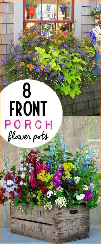 8 Front Porch Flower Pots.  Bright and creative flower pots.  Porch pots to give your outdoor space character.