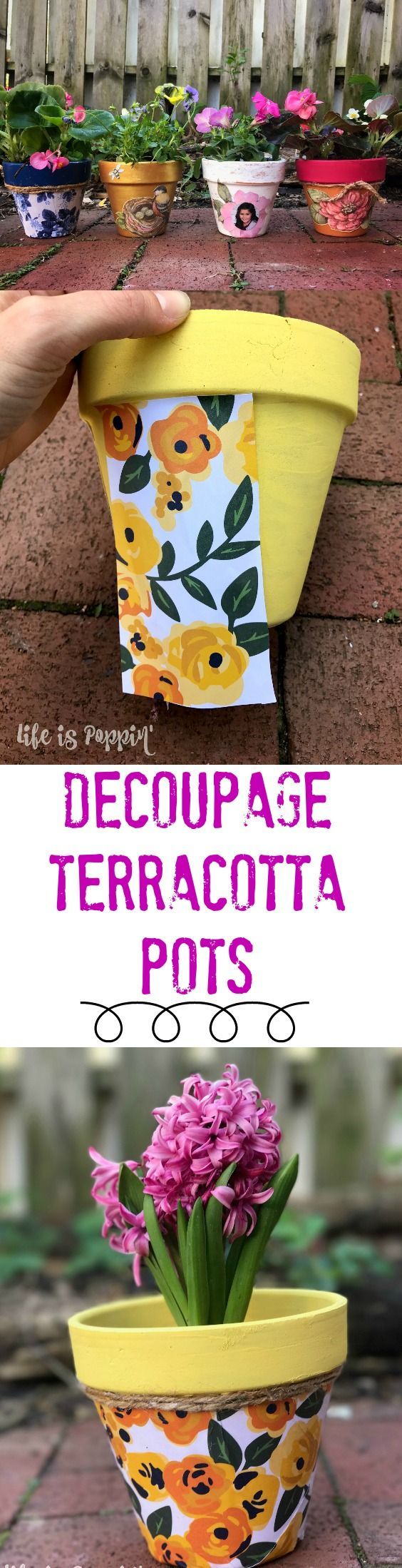 A quick tutorial of how to make these easy and inexpensive decoupage terracotta pots just in time for Mother’s Day! Make Mom
