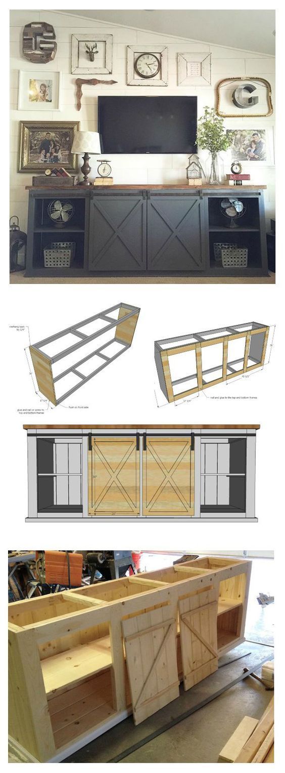 Ana White | Build a Grandy Sliding Door Console | Free and Easy DIY Project and Furniture Plans Sliding door console plans gray