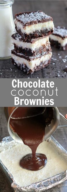 Chocolate Coconut Brownies – Fudgy brownies topped with a layer of creamy sweet coconut, and finished with a smooth chocolate