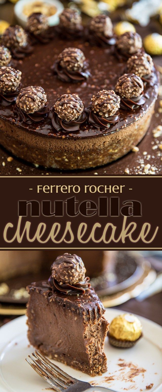 Devilishly rich, creamy, smooth and velvety… just one bite of this Ferrero Rocher Nutella Cheesecake will send you straight to