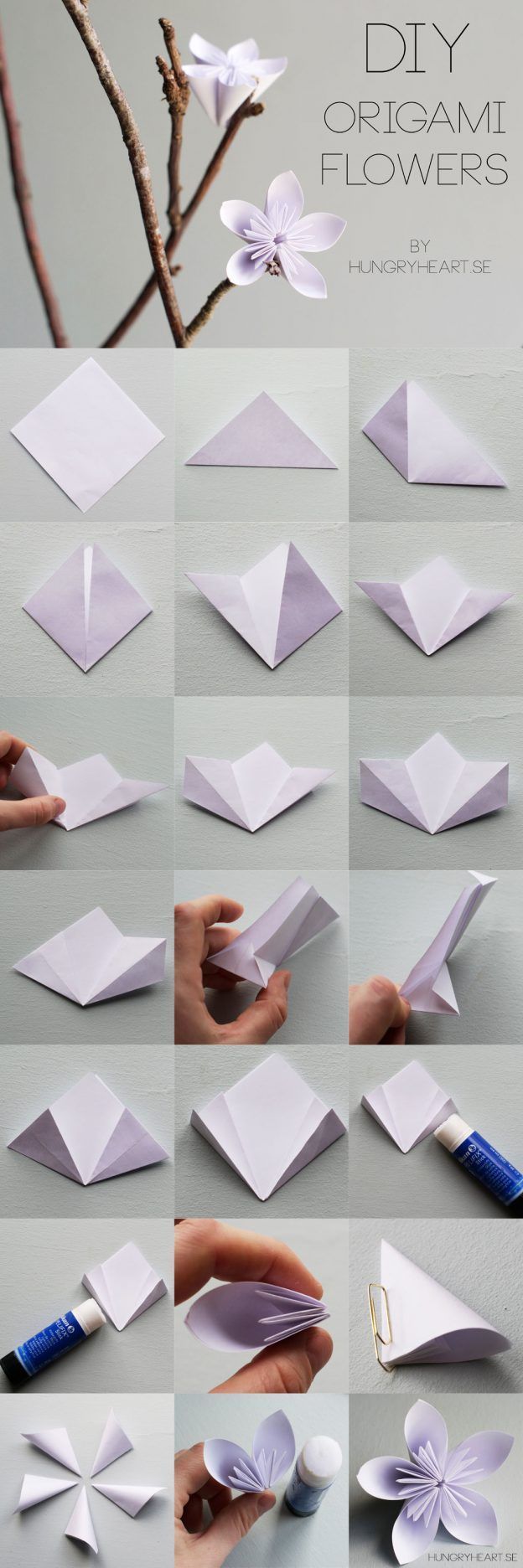 DIY Origami Flower Step-by-Step Tutorial | HungryHeart.se