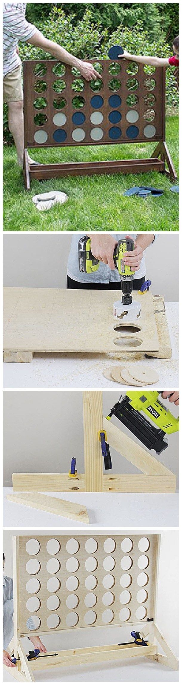 DIY Projects – Outdoor Games – Do It Yourself Connect Four or Four in a Row Game – Easy Woodworking Project – So fun for backyard