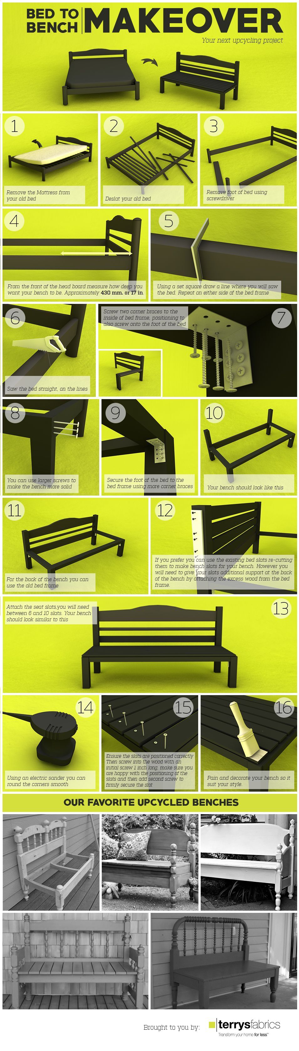 DIY Simple Instructions for Making a Bed into a Bench – www.bigdiyideas.c… 16 Easy to Follow Steps on How to Make a Bed into a