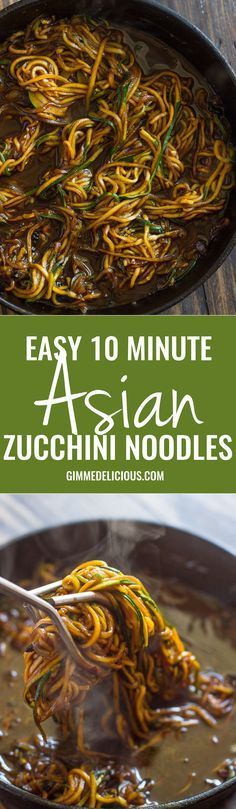 Easy 10 Minute Asian Zucchini Noodles (low-carb, Paleo) sub for the brown sugar